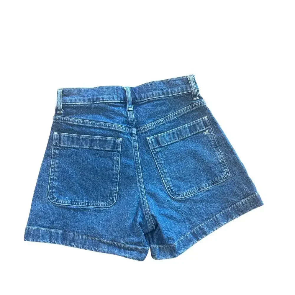 Madewell High-Rise Sailor Short Women 25 XS Blue Denim Patch Pocket Cuffed